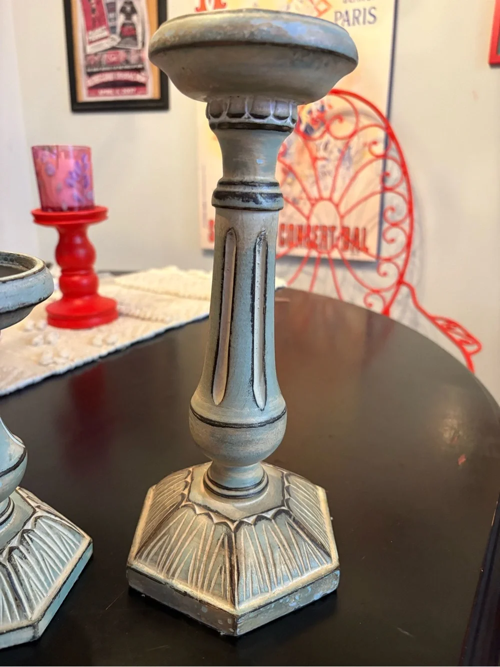 Pier 1 Distressed Cream Decorative Candle Holders - Pair